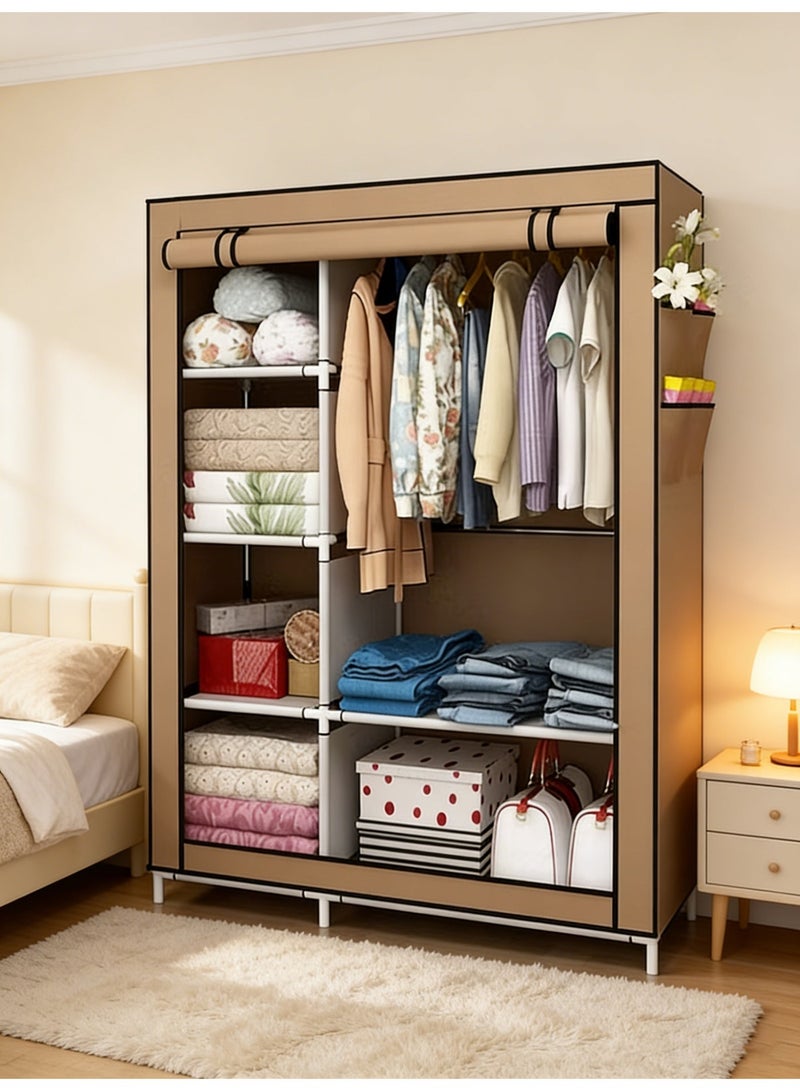 حصريا دولاب تخزين ملابس قماش, خزانة ملابس قماش بني - Image 3